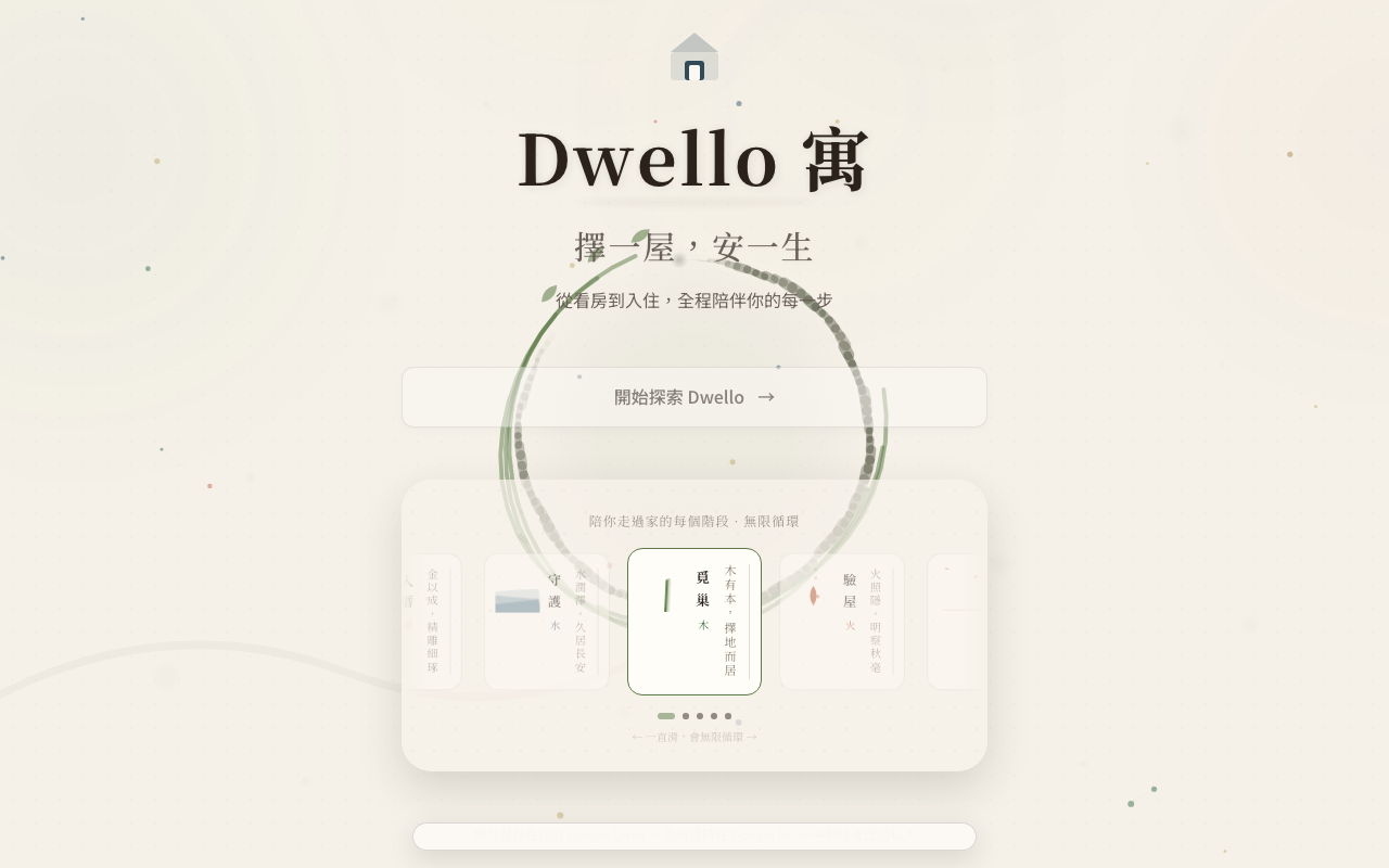 Dwello 寓 公開首頁（2026-08-07 擷取）